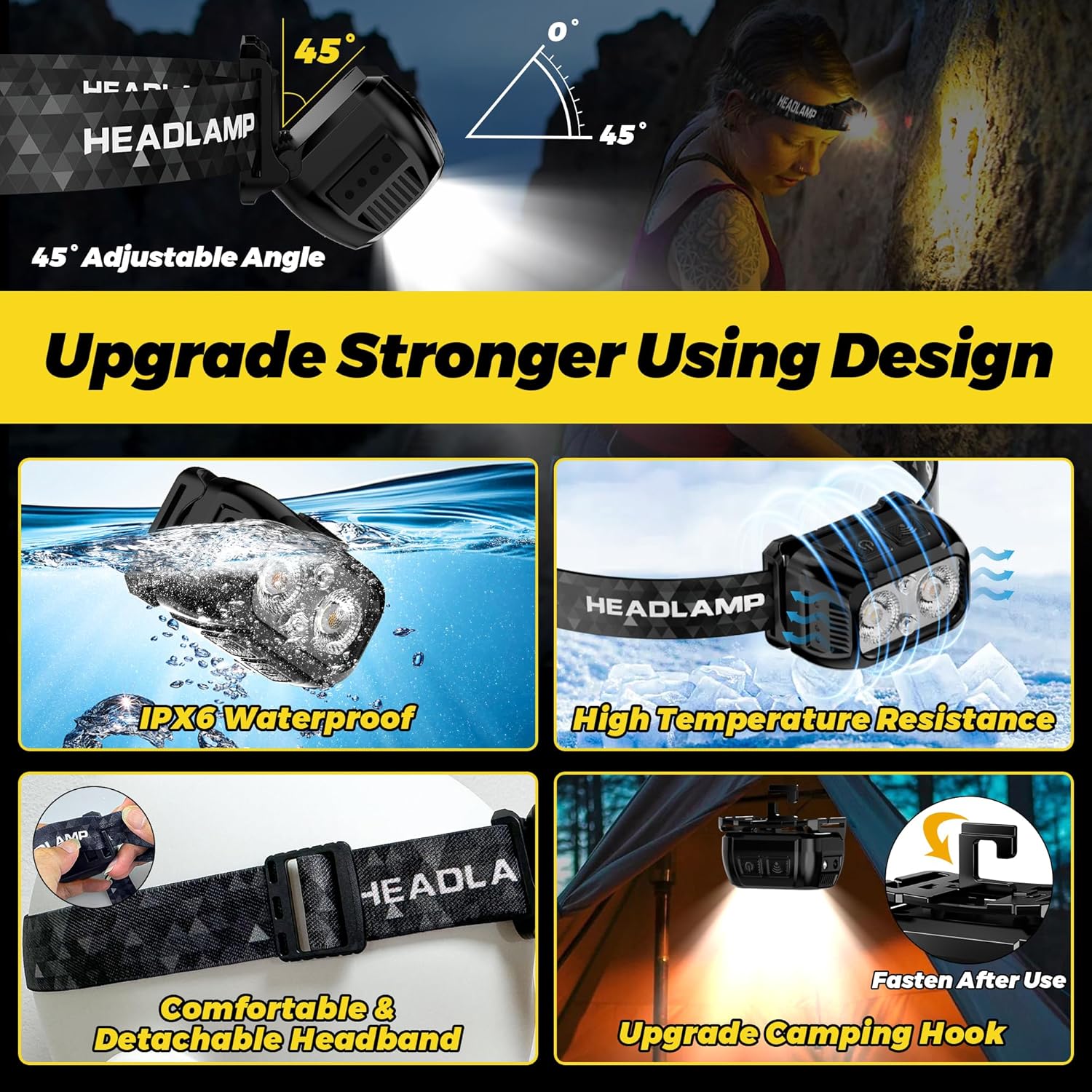 Heavy-Duty Red Light Headlamp for Camping Hiking