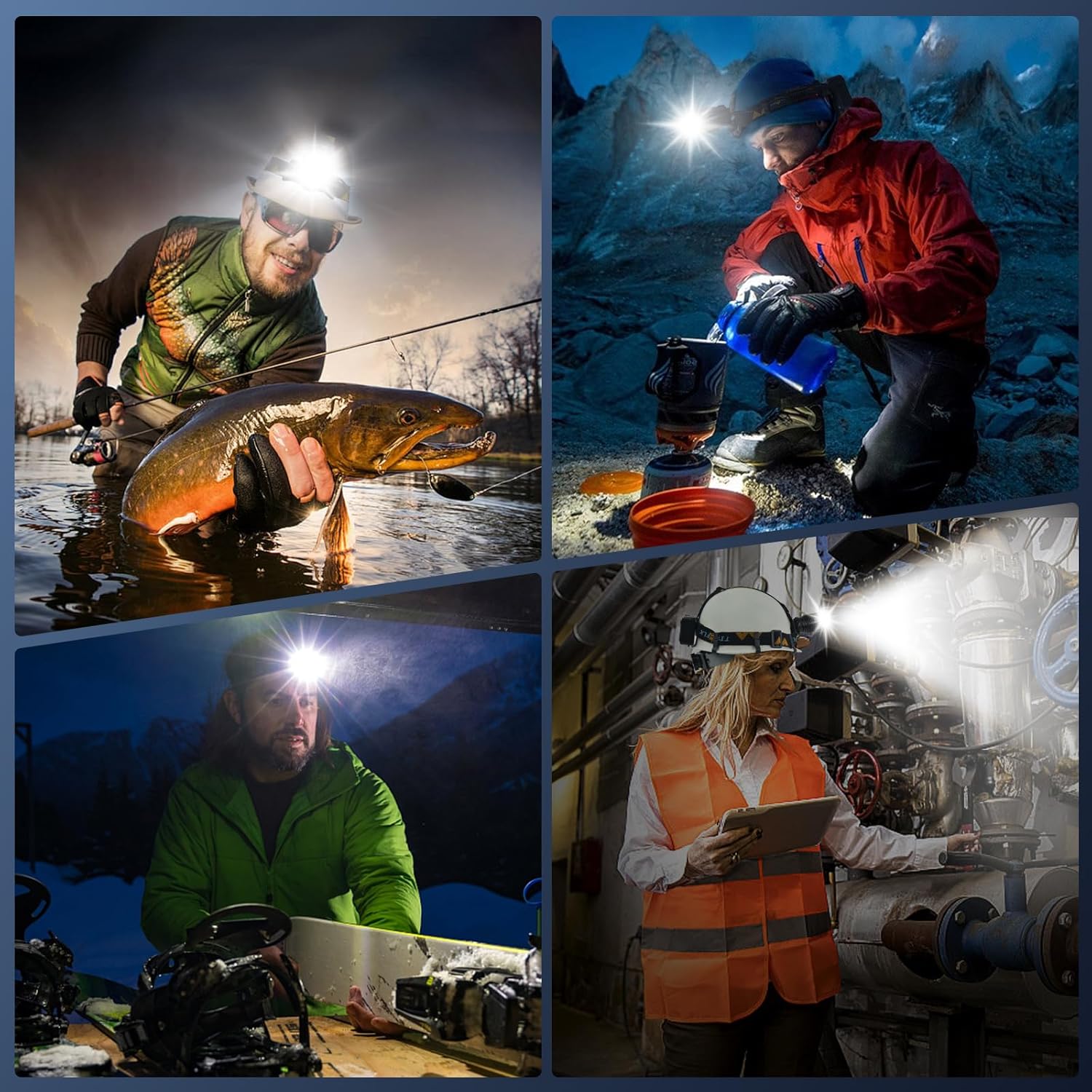 160000 LM Headlamp 90 HR Battery Life Waterproof Headlamp 11 Modes TIROFLX