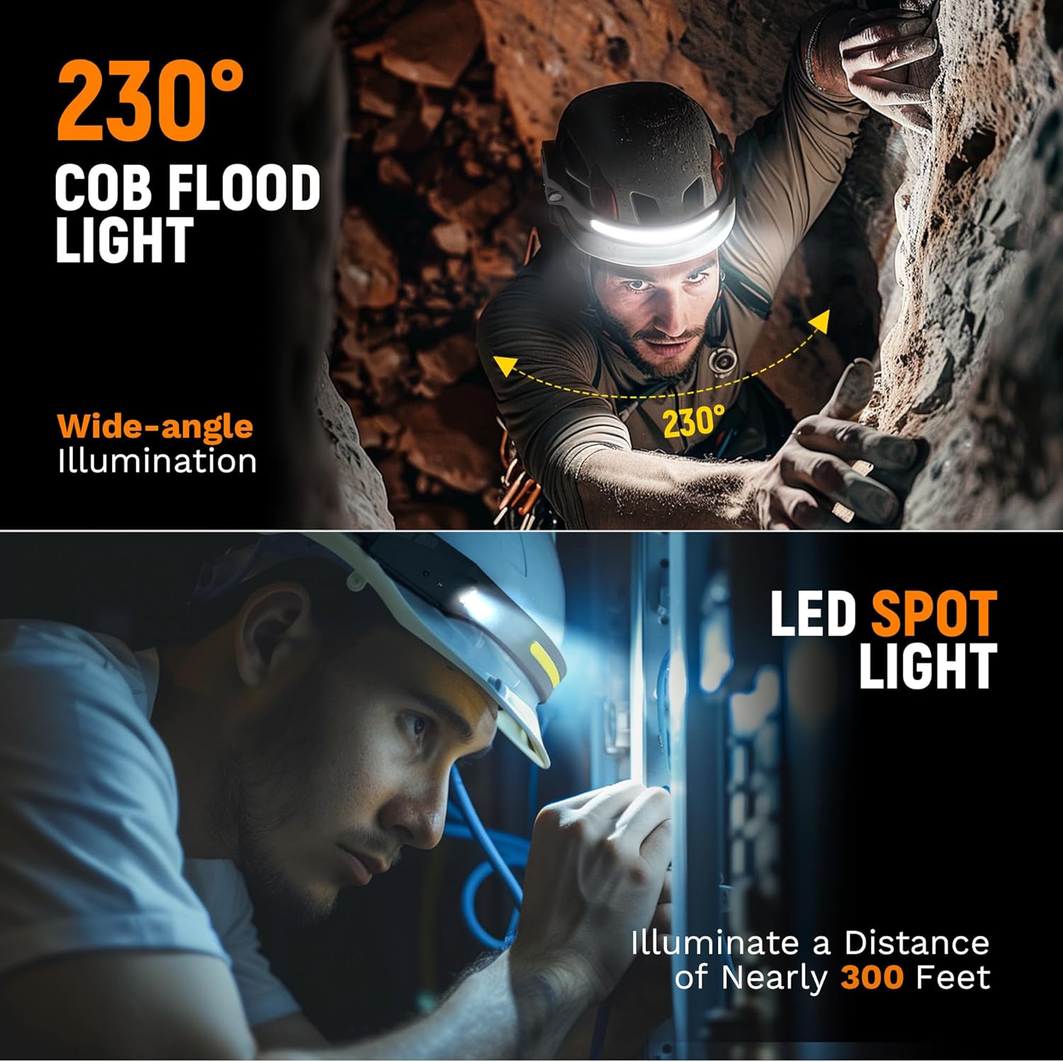 Rechargeable LED Headlamp 2-Pack