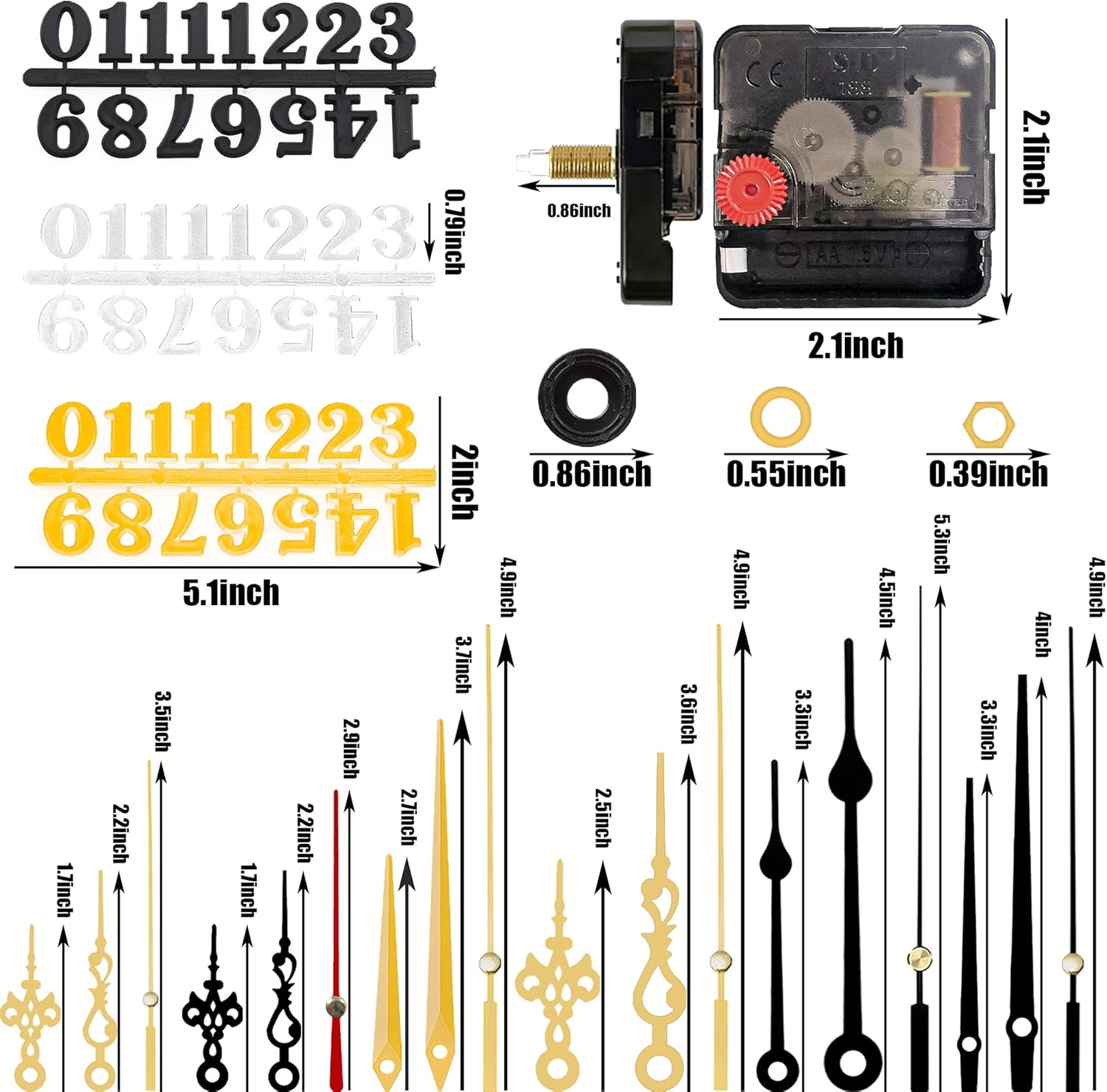Parao 6-Piece Clock Mechanism Kit for DIY Wall Clocks and Repairs