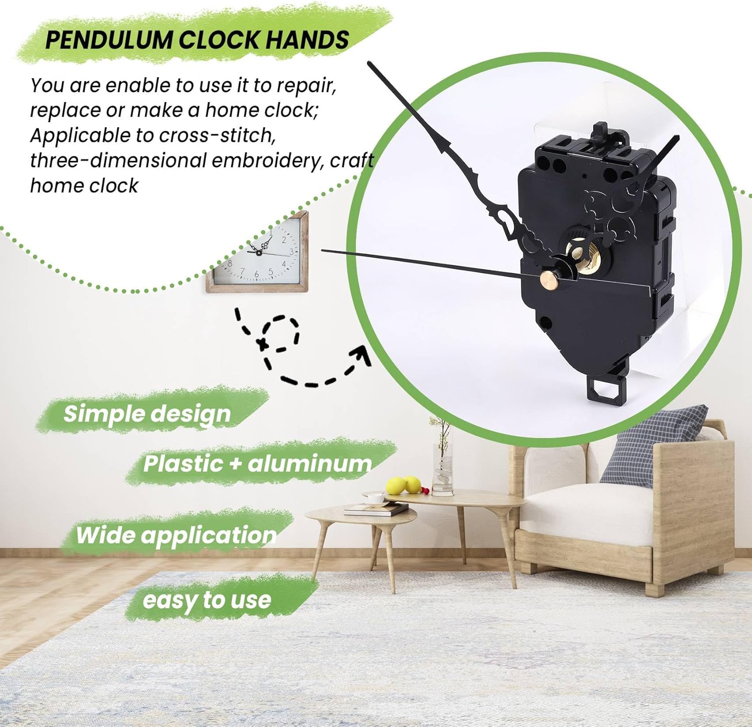 Kqcibz 23mm Quartz Pendulum Clock Movement Mechanism Kit for DIY Replacement