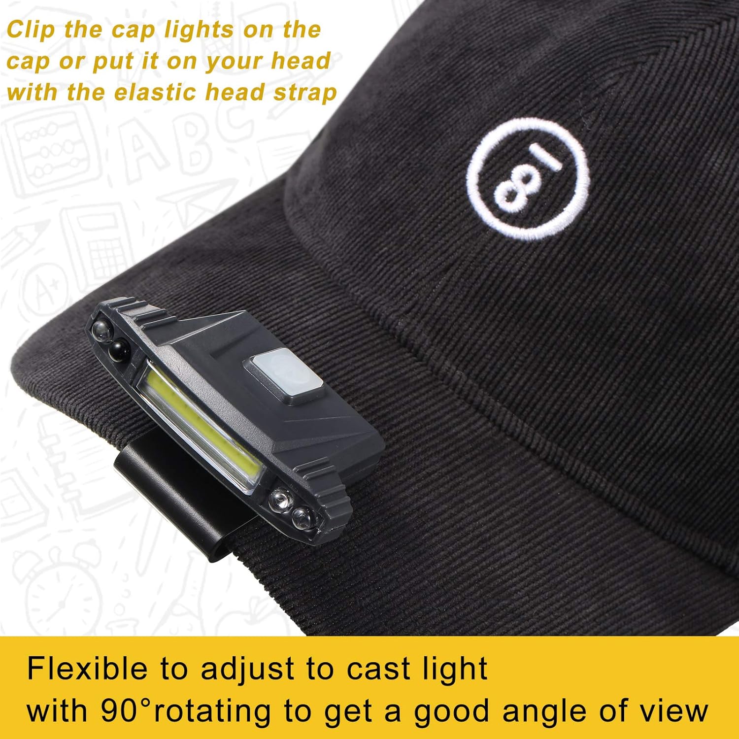 Mudder 2-Piece Ultra Bright Mini LED Clip-on Cap Light Set