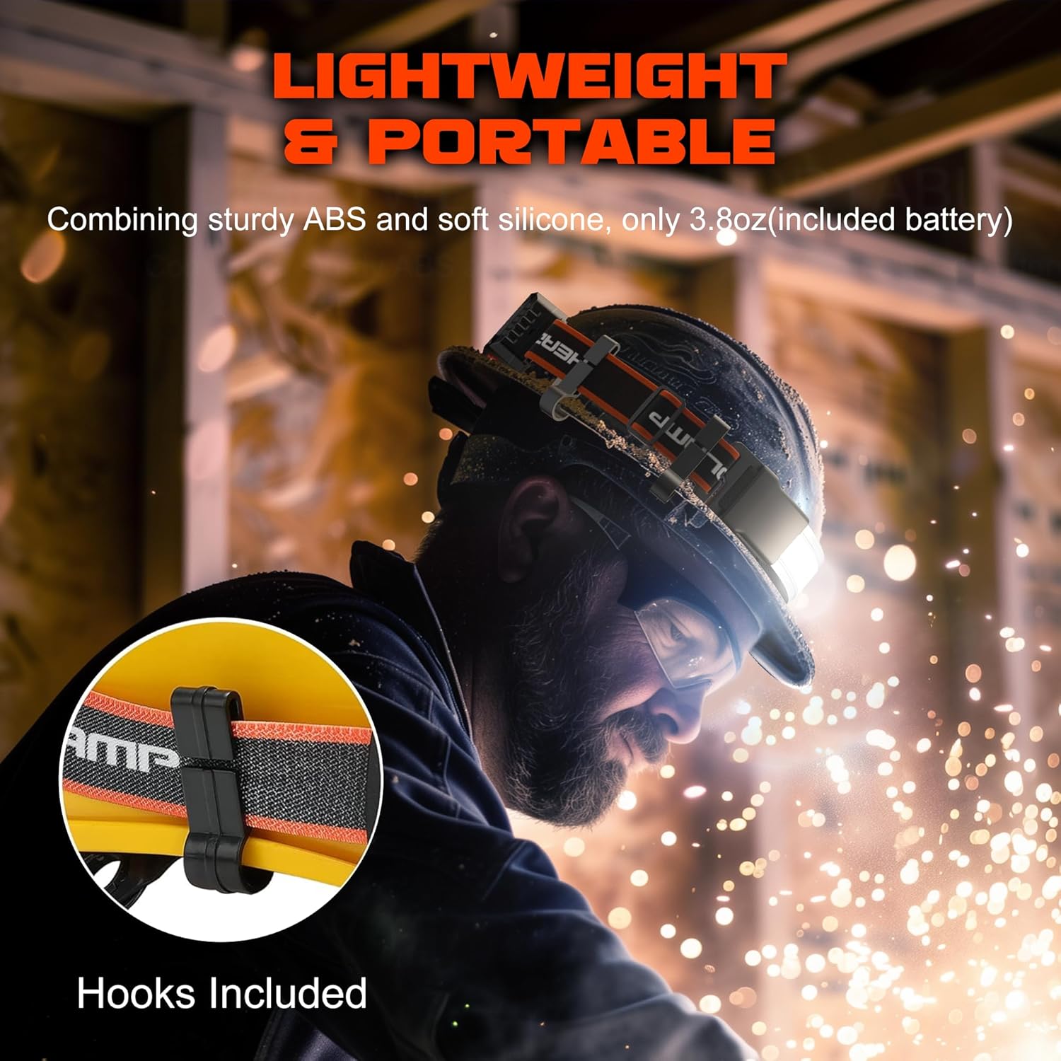 Sturdy Adjustable 1000 Lumens Headlamp with Red Tail Light for Hiking Running