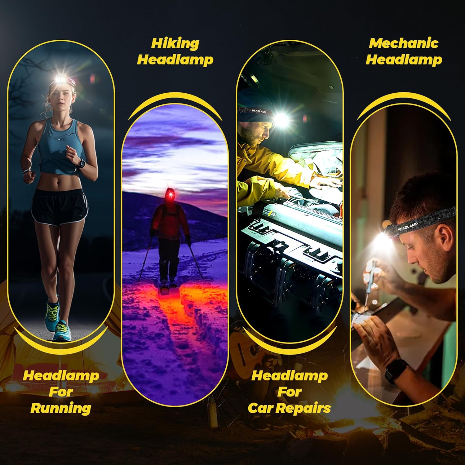 Heavy-Duty Red Light Headlamp for Camping Hiking