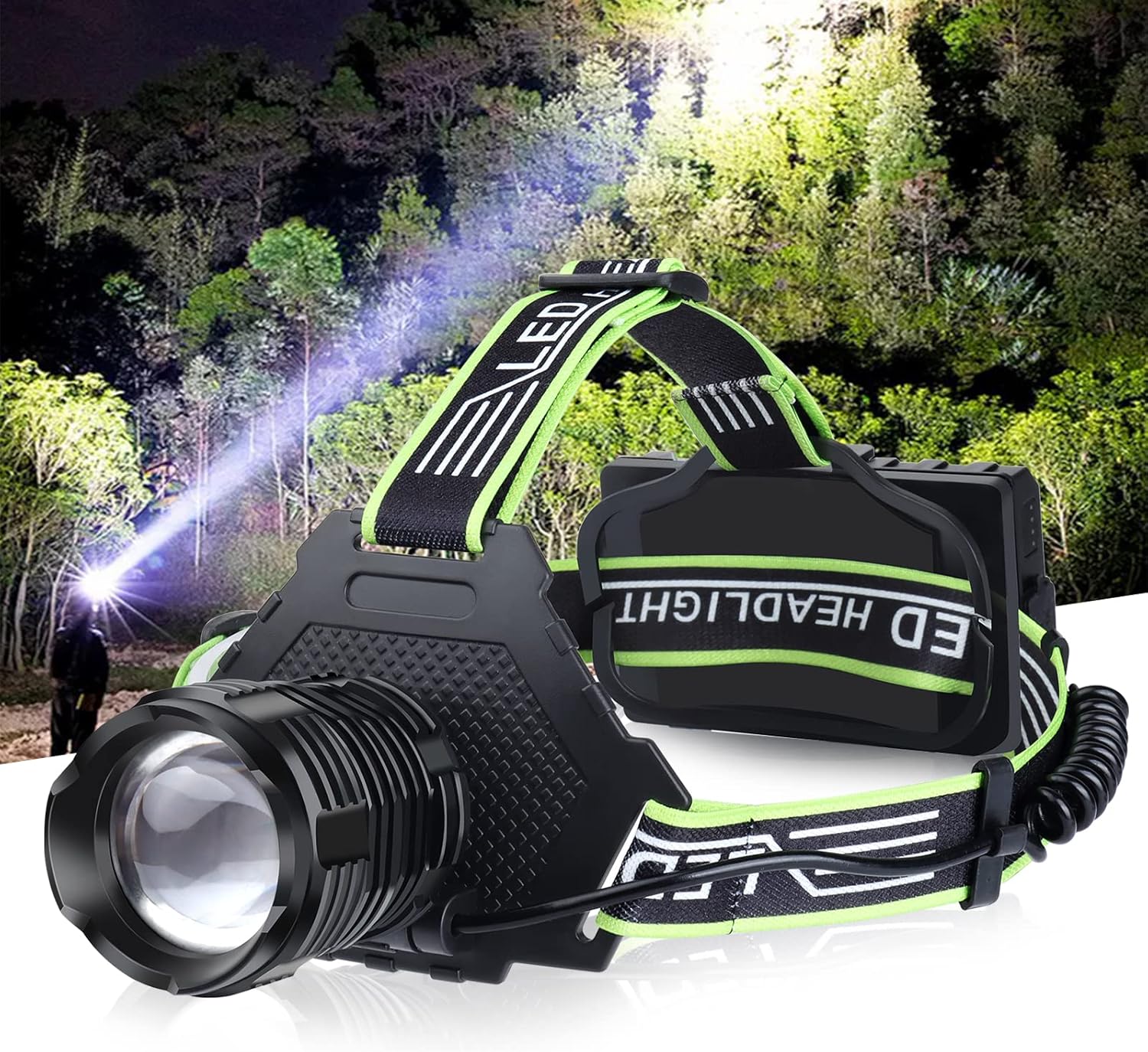 Rechargeable LED Headlamp - 100000 High Lumens Super Bright