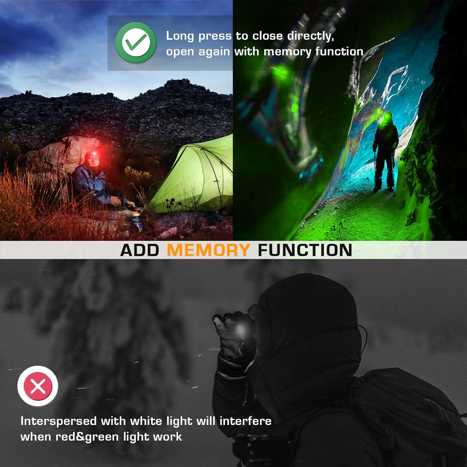EverBrite 5-Pack Red Headlamp for Kids with Memory Function