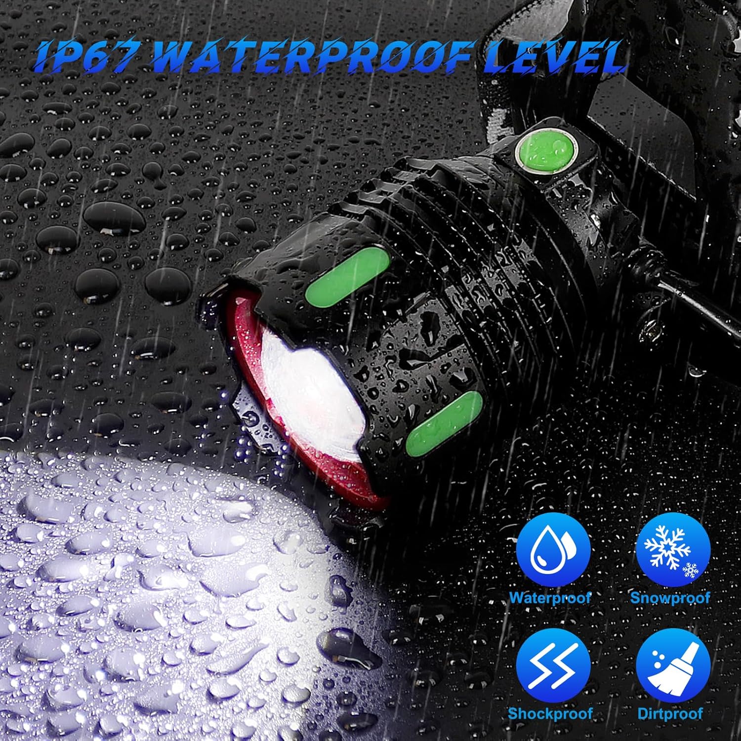 UV-Protective Dual-Purpose Rechargeable Headlamp 100000 LUMENS Dual Mode IPX67 Waterproof