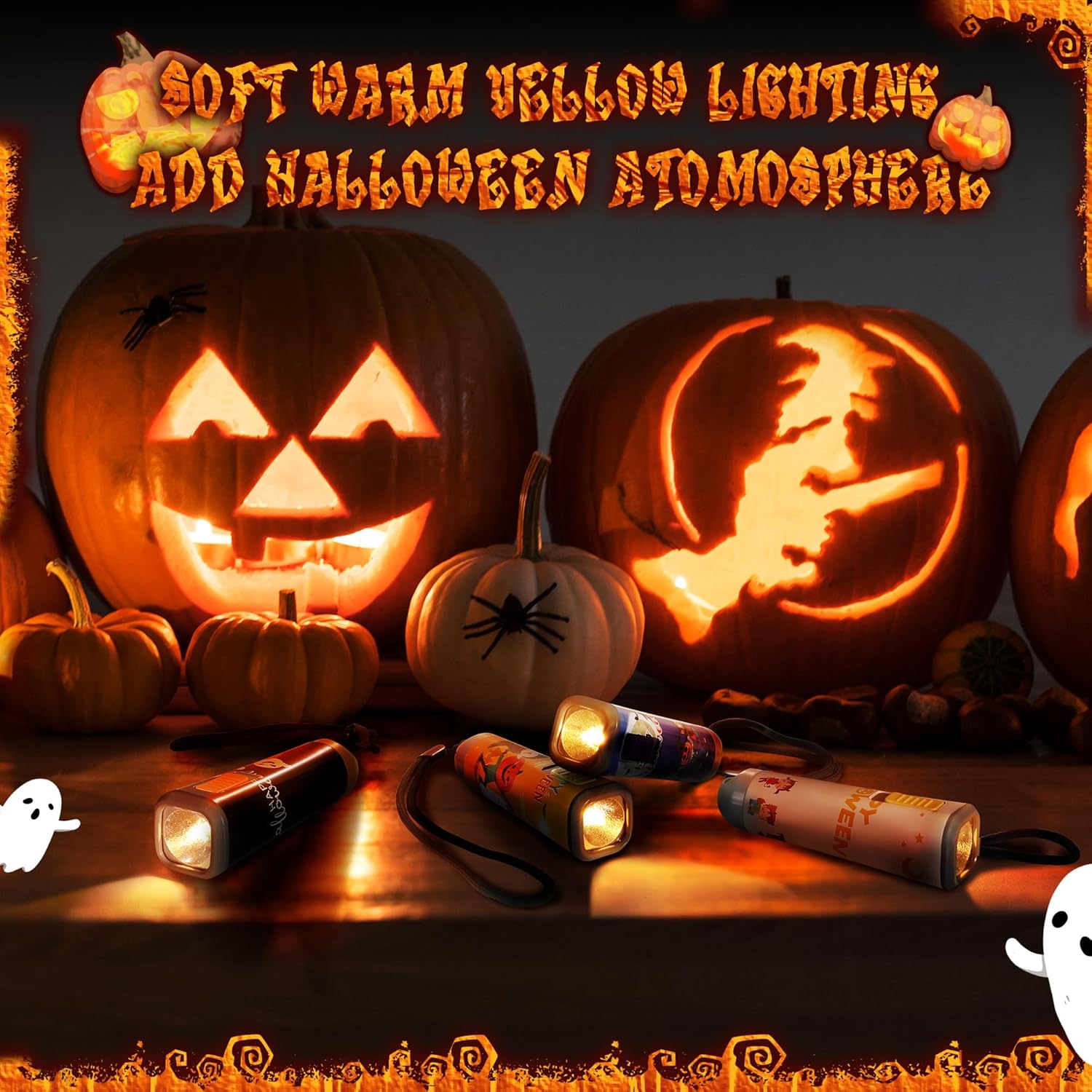 Halloween Orange-Lit Lantern Headlamp Set for Kids