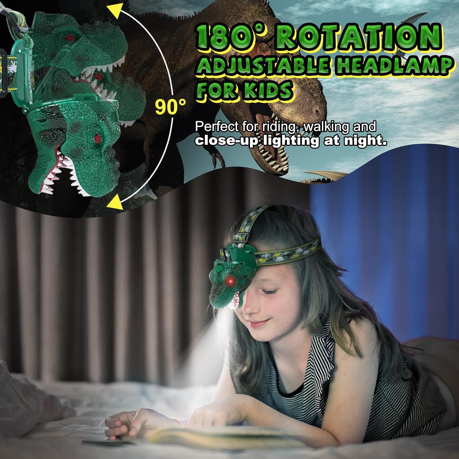 Nitigo Spray Dinosaur Headlamp for Kids Adults