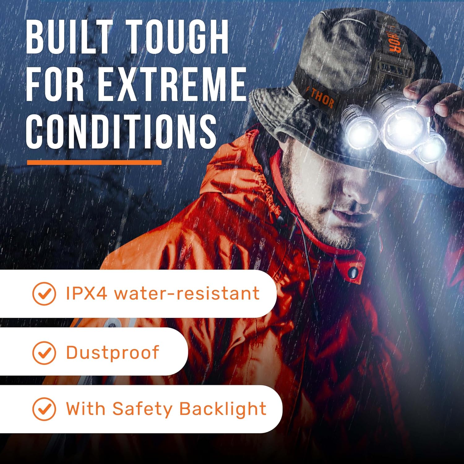 TDC 1080 Lumens Waterproof LED Headlight for Camping Hunting Work
